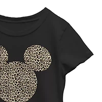 Disney Little & Big Kid Girls Crew Neck Short Sleeve Regular Fit Mickey Mouse Graphic T-Shirt