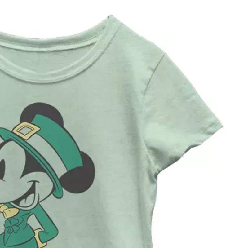 Disney Collection Little & Big Kid Girls Crew Neck Short Sleeve Regular Fit Mickey and Friends Mouse Graphic T-Shirt