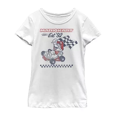 Mario Little & Big Kid Girls Round Neck Short Sleeve Regular Fit Graphic T-Shirt