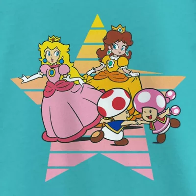 Little & Big Kid Girls Round Neck Short Sleeve Regular Fit Nintendo Graphic T-Shirt