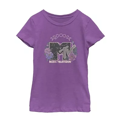 Big Kid Girls Round Neck Short Sleeve Regular Fit MTV Graphic T-Shirt