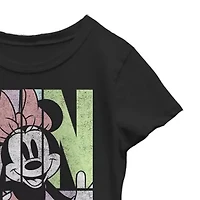 Little & Big Kid Girls Crew Neck Short Sleeve Slim Fit Mickey and Friends Mouse Graphic T-Shirt