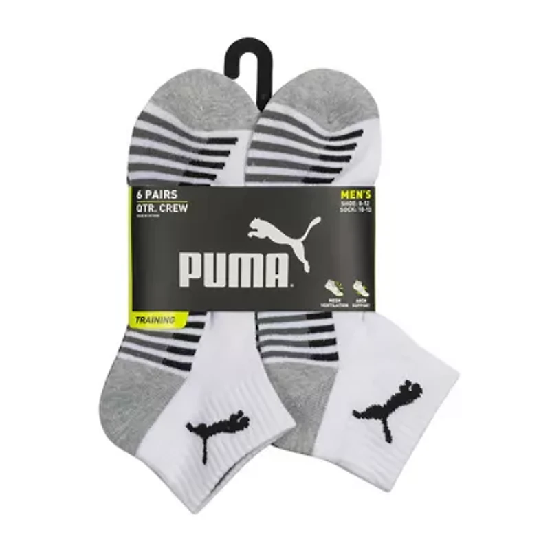 PUMA Mens Multi-Pack 6 Pair Quarter Ankle Socks
