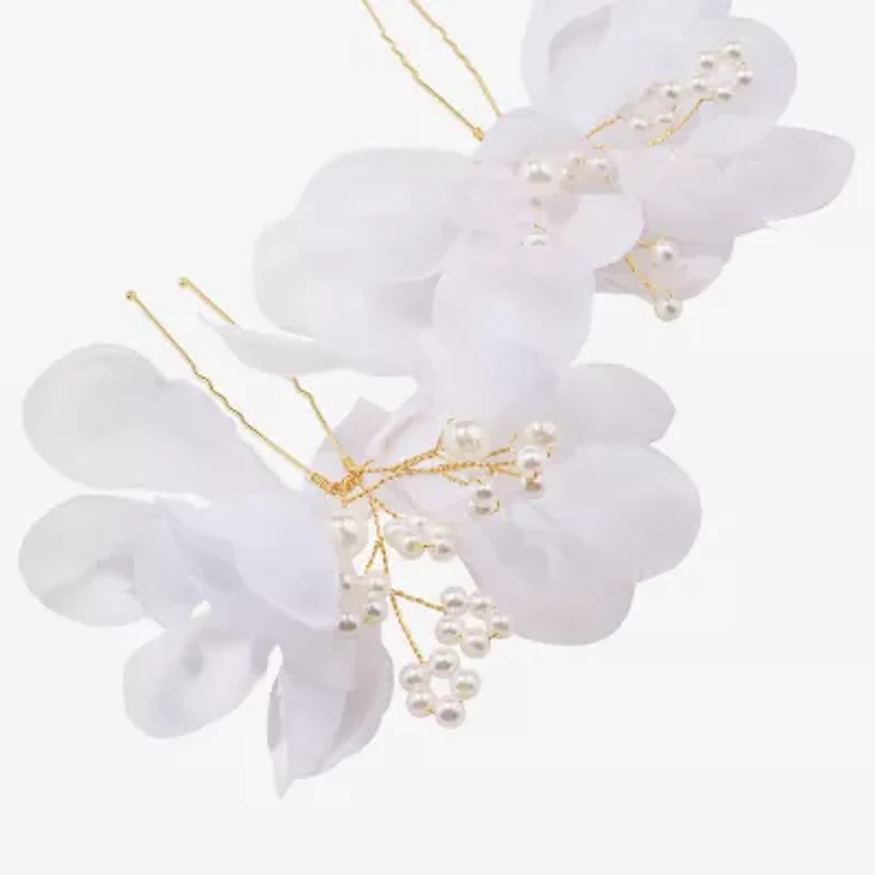 Bijoux Bar Flower 2-pc. White Bobby Pin