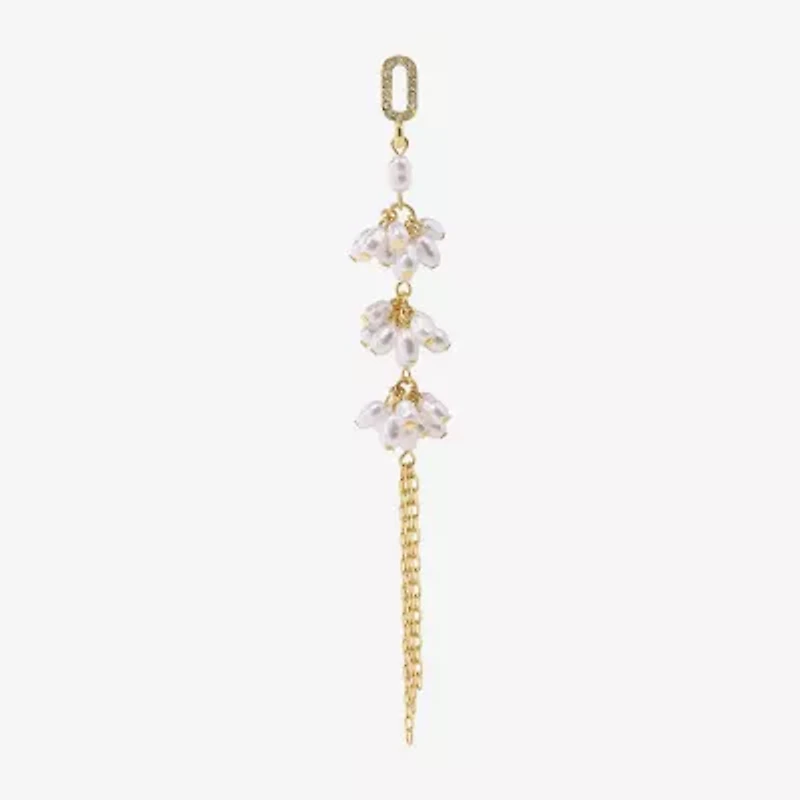 Bijoux Bar Gold Tone Womens Glass Simulated Pearl Flower Drop Earrings
