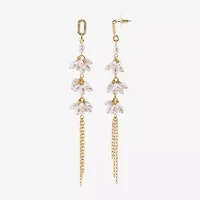 Bijoux Bar Gold Tone Womens Glass Simulated Pearl Flower Drop Earrings