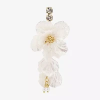 Bijoux Bar Gold Tone Womens Glass Simulated Pearl Flower Drop Earrings