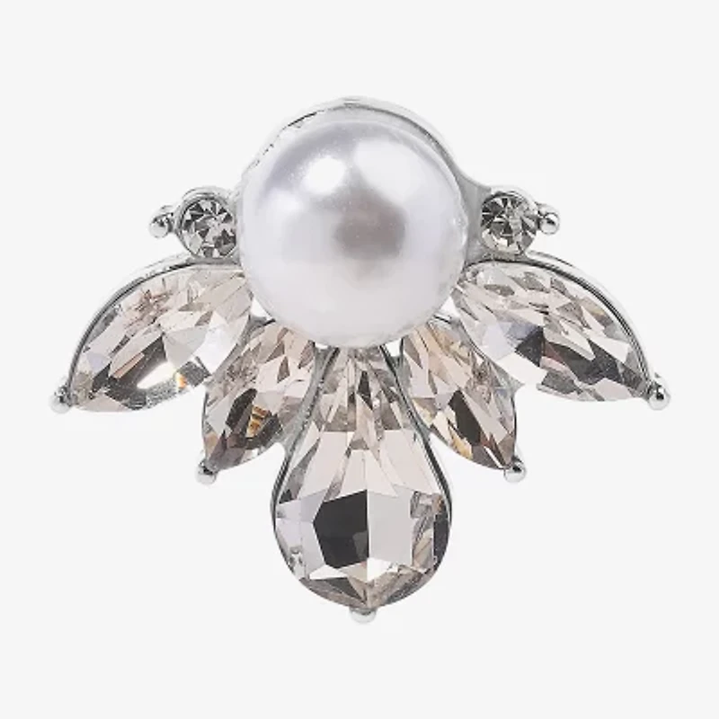 Bijoux Bar Silver Tone Womens Glass Simulated Pearl Drop Earrings