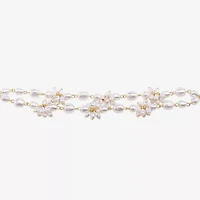 Bijoux Bar Gold Tone Womens Simulated Pearl Strand Bracelet