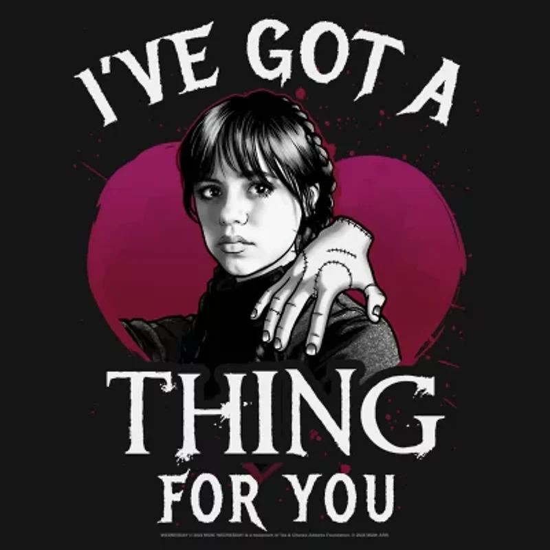 Wednesday I'Ve Got A Thing For You Womens Crew Neck Long Sleeve Juniors Sweatshirt