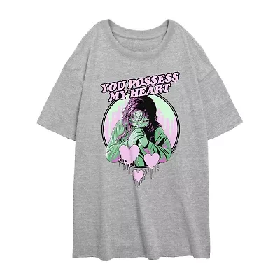 The Exorcist You Possess My Heart Womens Juniors Crew Neck Short Sleeve Regular Fit Graphic T-Shirt