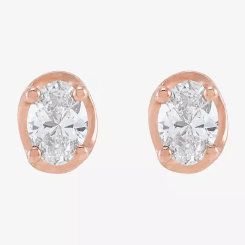 Limited Quantities! 1/2 CT. T.W. Natural White Diamond 10K Rose Gold 5.9mm Oval Stud Earrings