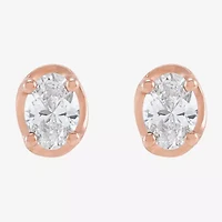 Limited Quantities! 1/2 CT. T.W. Natural White Diamond 10K Rose Gold 5.9mm Oval Stud Earrings