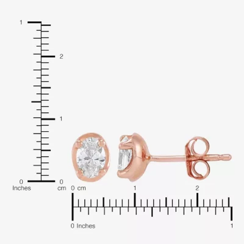 Limited Quantities! 1/2 CT. T.W. Natural White Diamond 10K Rose Gold 5.9mm Oval Stud Earrings