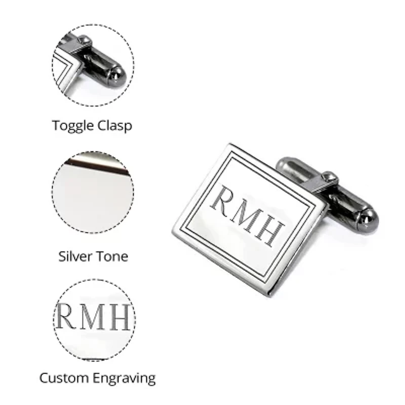 Engravable Sterling Silver Cuff Link Set