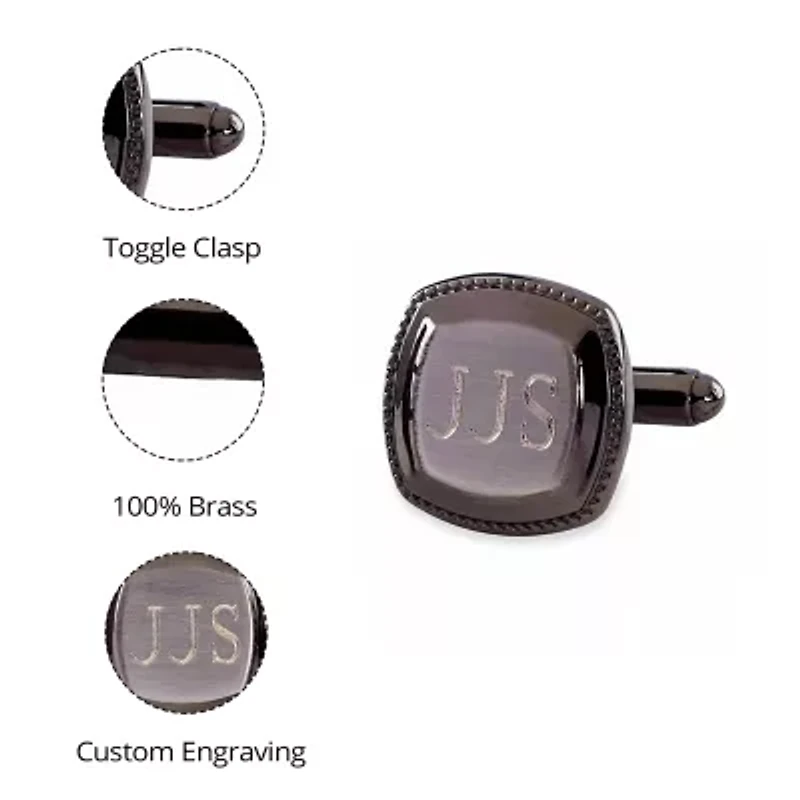 Gun Metal Cushion Cuff Links w/ Brushed Top