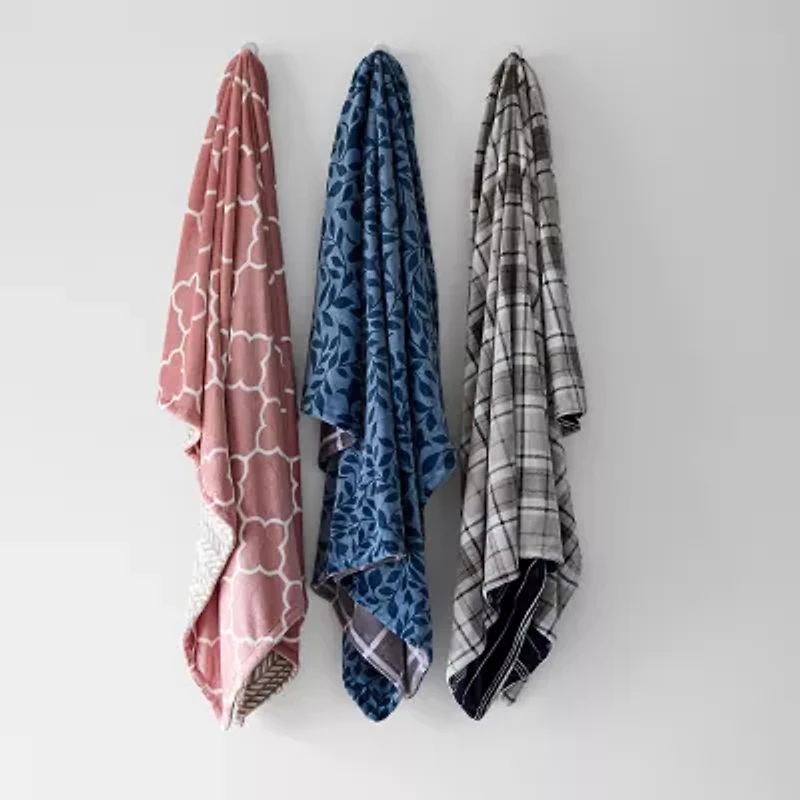 Home Expressions Reversible Velvet Plush Midweight Throw