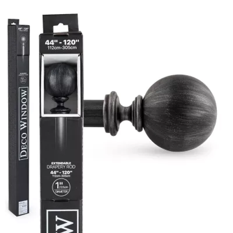 Deco Window Brushed Globe 1 IN Adjustable Curtain Rod