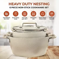 Granitestone 6-pc. Stackable Nesting Non-Stick Pot and Pans Cookware Set