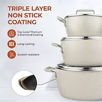 Granitestone 6-pc. Stackable Nesting Non-Stick Pot and Pans Cookware Set