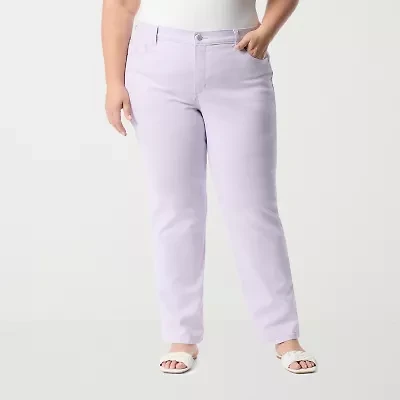 Gloria Vanderbilt Amanda Womens Plus High Rise Stretch Fabric Straight Leg Jean