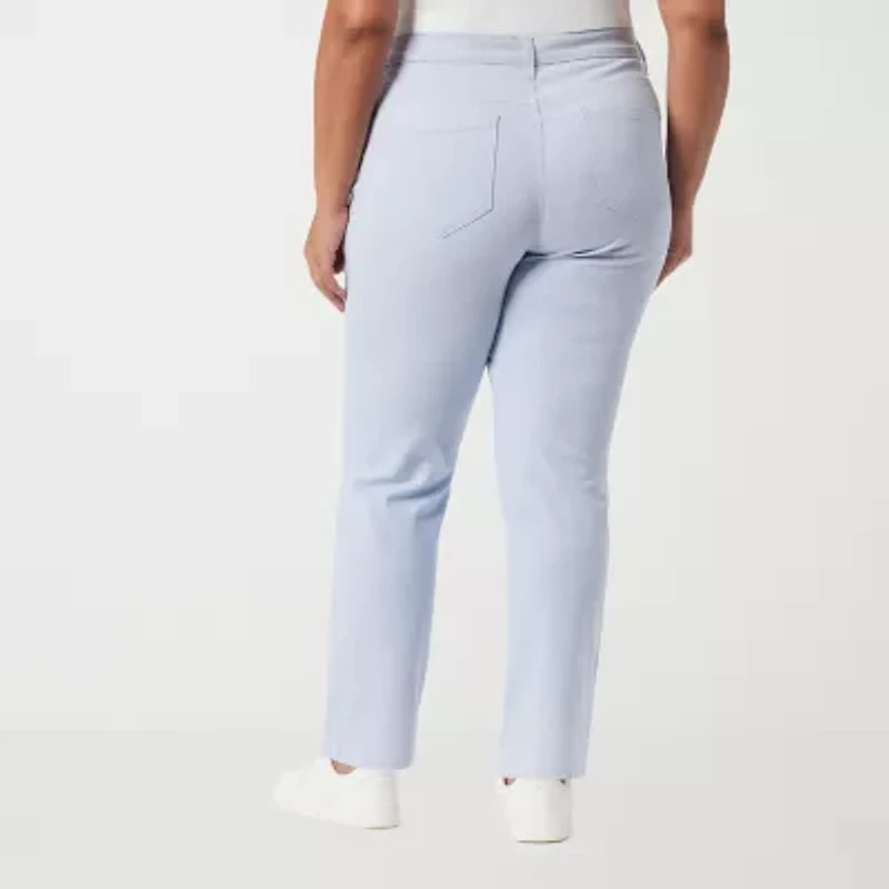 Gloria Vanderbilt Plus Amanda Stretch Fabric Womens High Rise Straight Leg Jean