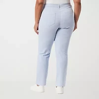 Gloria Vanderbilt Plus Amanda Stretch Fabric Womens High Rise Straight Leg Jean