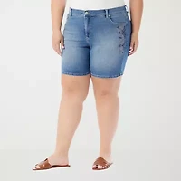 Gloria Vanderbilt Amanda Womens High Rise Plus Denim Short