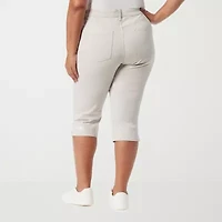 Gloria Vanderbilt Amanda Womens Plus Straight High Rise Capri Pant