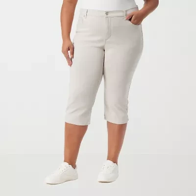 Gloria Vanderbilt Amanda Womens Plus Straight High Rise Capri Pant