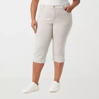 Gloria Vanderbilt Amanda Womens Plus Straight High Rise Capri Pant