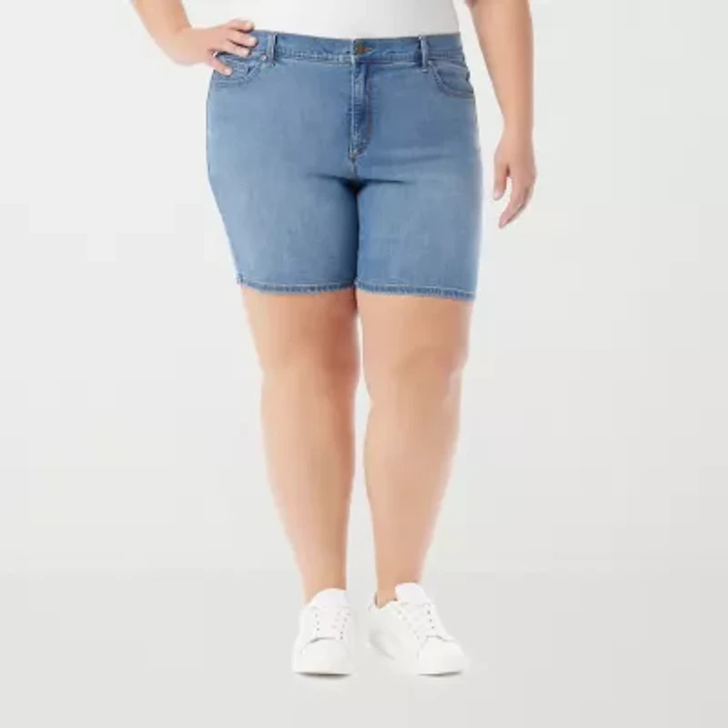 Gloria Vanderbilt Amanda Womens High Rise Plus Denim Short