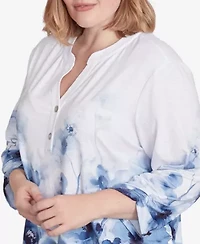 Alfred Dunner Classics Womens Crew Neck 3/4 Sleeve Plus T-Shirt