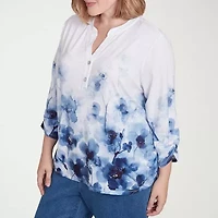 Alfred Dunner Classics Womens Crew Neck 3/4 Sleeve Plus T-Shirt