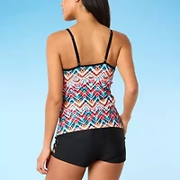 Free Country Womens Built in Bra Stretch Fabric Waves Tankini Swimsuit Top