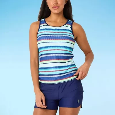 Free Country Womens Built Bra Stretch Fabric Floral Tankini Swimsuit Top