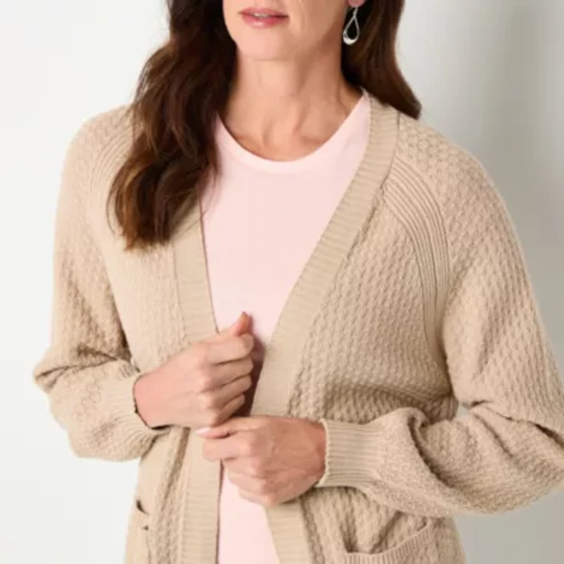 Liz Claiborne Womens Long Sleeve Open Front Cardigan