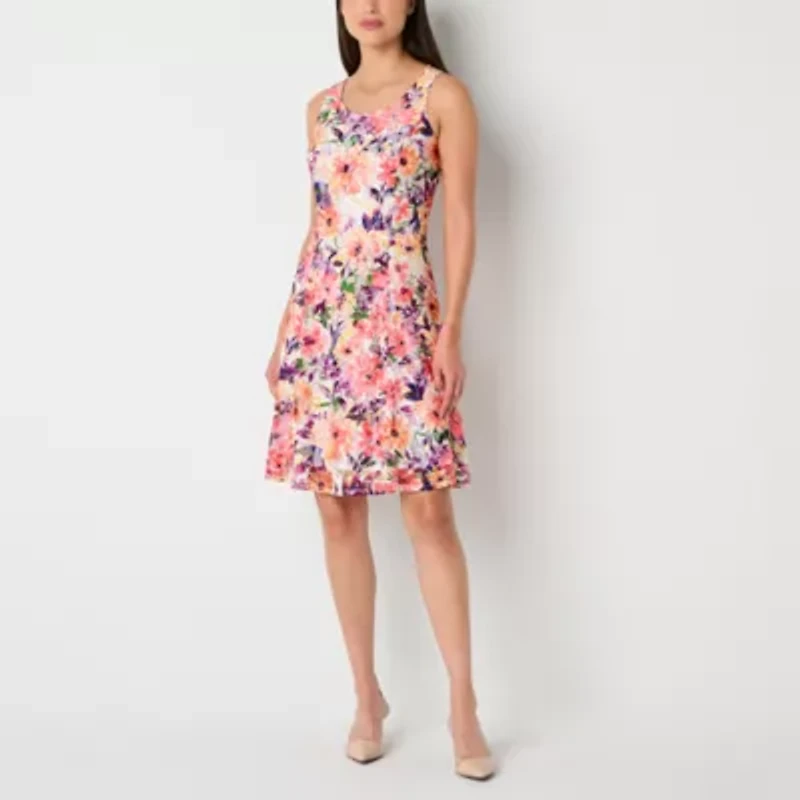Perceptions Womens Floral Jacket Dress