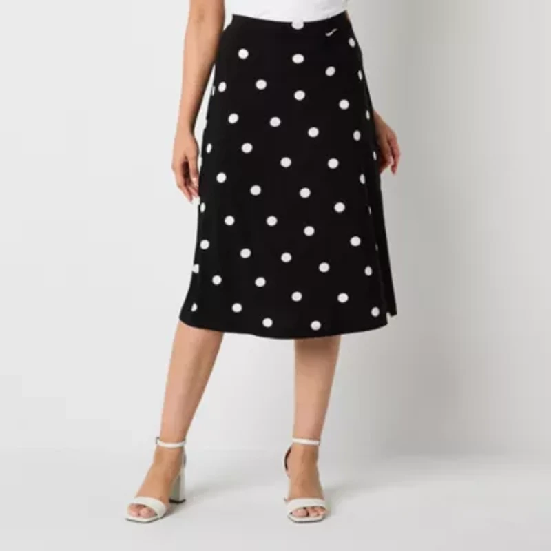 Black Label by Evan-Picone Womens Midi A-Line Skirt