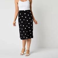 Black Label by Evan-Picone Womens Midi A-Line Skirt