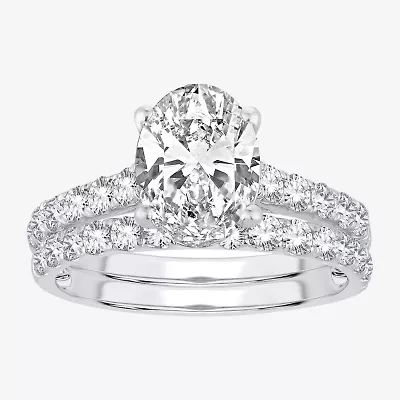 (H-I / SI1-SI2) Signature By Modern Bride Womens 2 1/2 CT. TW. Lab Grown White Diamond 14K Gold Oval Bridal Set