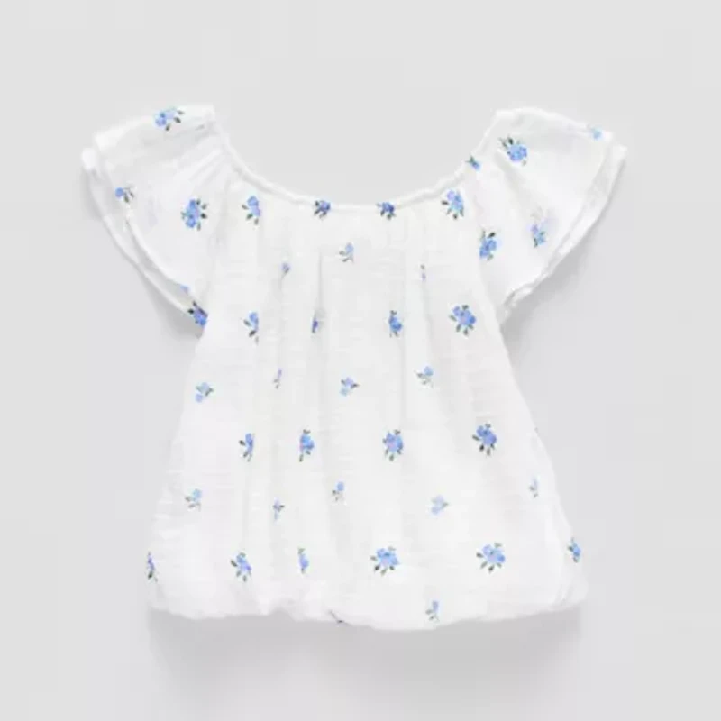 Speechless Big Kid Girls Round Neck Short Sleeve Blouse
