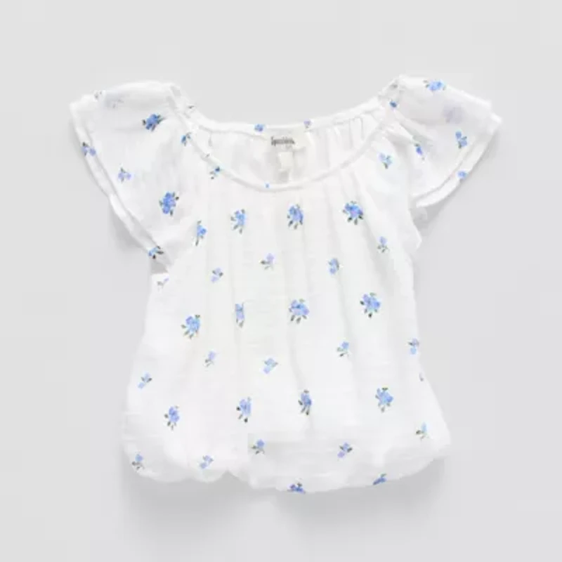 Speechless Big Kid Girls Round Neck Short Sleeve Blouse