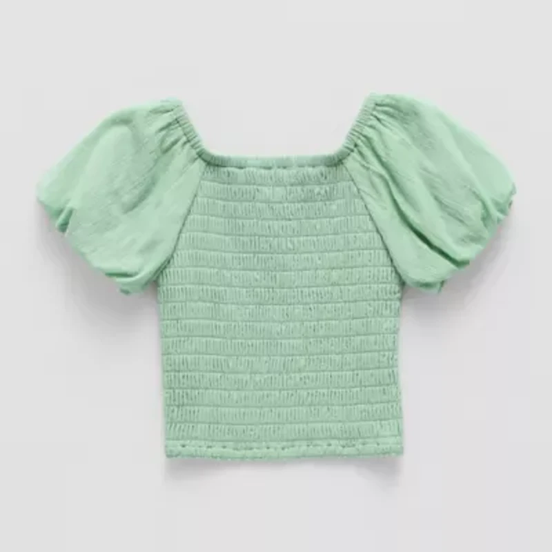 Speechless Big Kid Girls Square Neck Short Sleeve Blouse