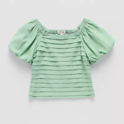 Speechless Big Kid Girls Square Neck Short Sleeve Blouse