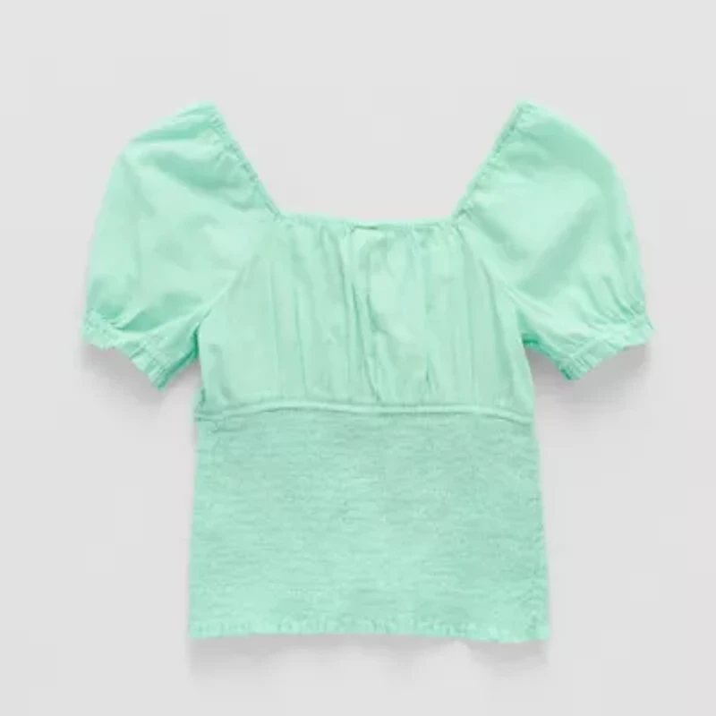 Thereabouts Little & Big Kid Girls Square Neck Short Sleeve Blouse
