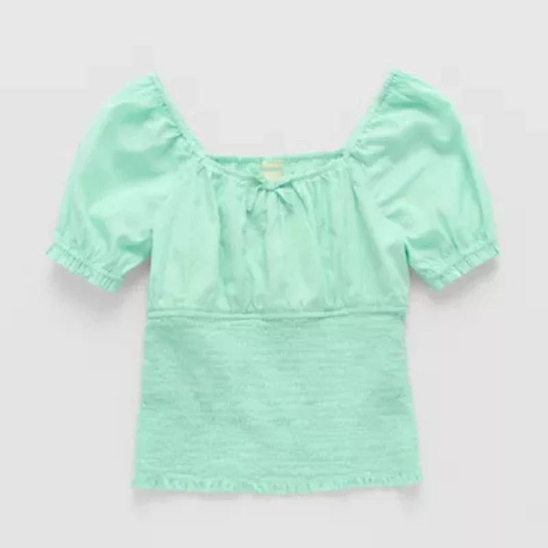 Thereabouts Little & Big Kid Girls Square Neck Short Sleeve Blouse