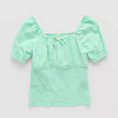 Thereabouts Little & Big Kid Girls Square Neck Short Sleeve Blouse