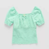 Thereabouts Little & Big Kid Girls Square Neck Short Sleeve Blouse