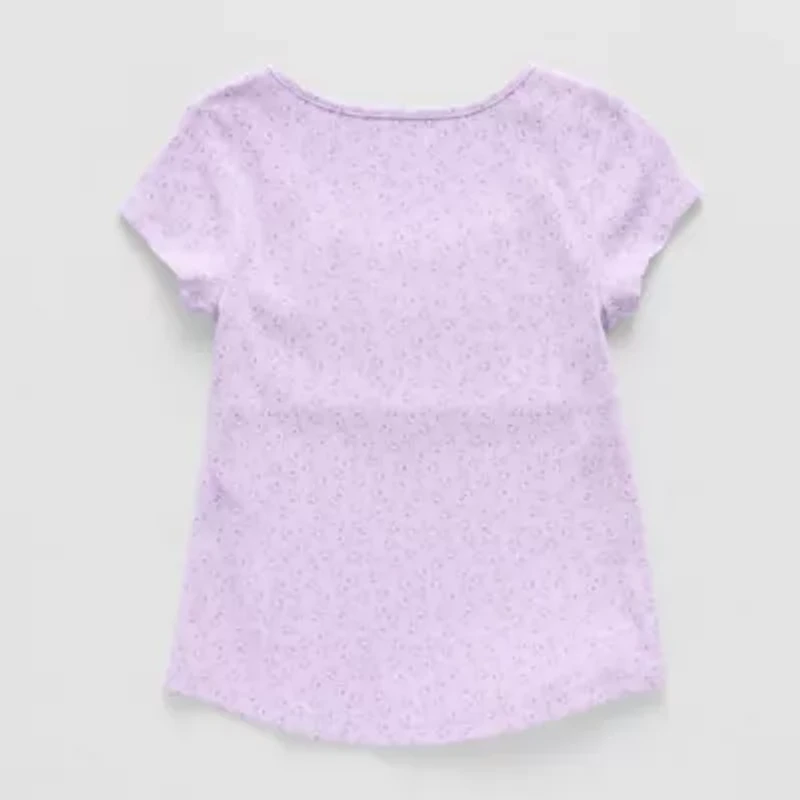 Thereabouts Little & Big Kid Girls Easy-on + Easy-off U Neck Short Sleeve Adaptive T-Shirt